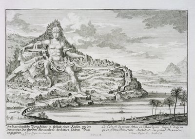 The Colossus of Mount Athos, Macedonia, a design by Dinocrates, the architect of Alexander the Great, plate 18 from 